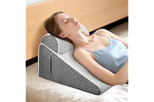 STRIXORN Vielseitig Keilkissen mit Nackenrolle, 25D Memory-Schaumstoff Lesekissen für Bett und Sofa, Ergonomisches Kopfkissen für Reflux Schlafapnoe, Lendenkissen, Beinkissen, Rückenstützkissen, L50xB50xH26cm