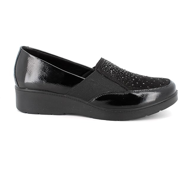 6271000 Nero Scarpa Donna Zeppa Enval Soft Mocassino Pelle Made in