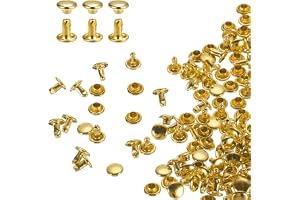 QUARKZMAN 100 set med dubbel huva lädernitar, 6 x 6 mm rund huva tubulära nitar metall för bearbetning av läderbä tyg halsband djur väska reparation dekoration
