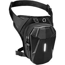 Marsupio Da Gamba Moto Uomo Donna Impermeabile – Borsa Da Coscia Con Strisce Riflettenti, Cachi - 2