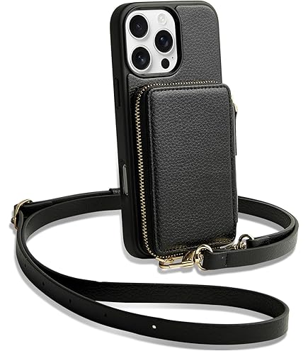 CUSTYPE Etui na telefon iPhone 16 Pro z paskiem, portfel etui ze