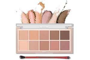 Erinde 10 Colours Palette De Fards à Paupières, Rose Highlighting Ombre à Paupières, Nude Longue durée Eyeshadow, Couleurs mates, Natural Looking Korean Eye Palette with Brush