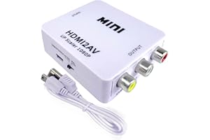 OcioDual Adaptador HDMI a RCA, Adaptador HDMI a AV, Convertidor HDMI a RCA, Conexión Audio Estéreo y Video 1080p PAL/NTSC para PC, TV, PS1, PS2, N64, HDMI2AV, Blanco
