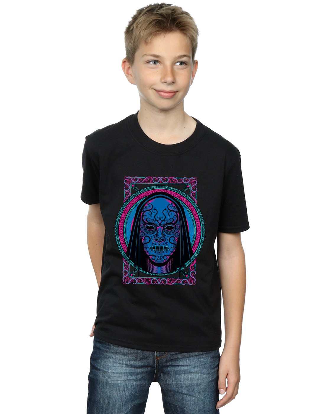 Harry-Potter-Jungen-Neon-Death-Eater-Mask-T-Shirt