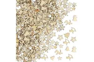 FHZYTG 250 Stück Streudeko Weihnachten Streudeko Holz, Weihnachts Streudeko Holzstreuteile Weihnachten Schneeflocke Holz Streugut Mini Streudeko Schneeflocken Mini Holzsterne Kleine Holzsterne zum Basteln