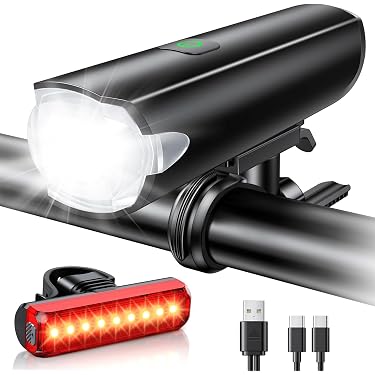 KIT LUCI BICI LED RICARICABILE ANTERIORE E POSTERIORE FARO FANALE Bicicletta Mtb