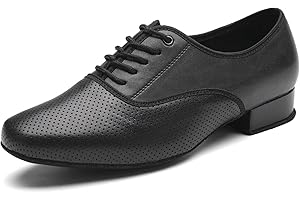 SWDZM Zapatos de Baile Latino Hombre Bachata y Salsa Lace Up Cerrados tacón bajo Flamenco práctic