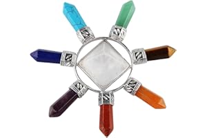 mookaitedecor Reiki Feng Shui Pyramide avec 7 Pierre Points,énergie Cristaux pour Chakra Guérison Cristal Décor