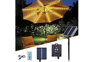 RLEHJN Solar Lichterkette für Sonnenschirm, Angebote Des Tages, Solar Sonnenschirm Lichter mit Fernbedienung, Wasserdichte Sonnenschirm Beleuchtung Dekoleuchte Lichtbänder für Campingzelte Party