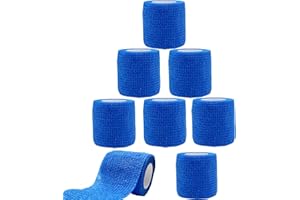 NELLHOMY 8 Rolls Pet Vet Wrap for Dog 2"x 177", Self Adhesive Bandage Warp for Dog Horse Pets First Aid, Non-Woven Elastic Breathable Bandage Tape for Finger, Wrist, Ankle Sprains, Swelling