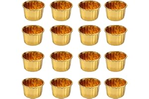 YOUYIKE Pirottini da Forno Alluminio,50 Pcs Pirottini da Forno e Getta in Alluminio per Muffin e Cupcake, Stampi per Pastichieria, Piccoli Stampi per Muffin, Mini Stampi per Muffin（Oro）