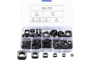 BJBJJIU Tuerca Cuadrada, 150 Piezas de Tuerca Cuadrada de acero carbono, Juego de Tuercas de Inserción Cuadradas, Tuercas de Rosca, para Muebles de Madera, Tuercas para Tornillos - M3 M4 M5 M6 M8 M10