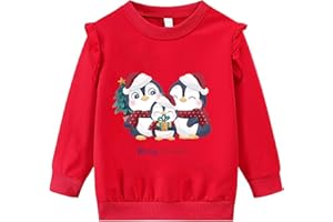 LXKA Girls Kids Christmas Jumper Sweatshirt Xmas Jumpers Reindeer Snowmen Dinosaur Santa Claus Long Sleeve Tops Cotton T-Shirts Toddler Crew Neck Casual Winter Clothes Age 1-7 Years