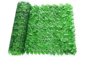 Camiraft Decorative Artificial Ivy Leaf Green Hedge Roll 2m x 1m(4pcs 0.5mx1m) Privacy Hedging Wall Landscaping Garden Fence UV Fade Protected,Light Green