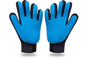 BLMHTWO 1 Pair Pet Grooming Gloves Cat Brush Glove Pet Hair Remover Mitt Gentle Massage Silicone Deshedding Glove Cat Grooming Gloves Dog Washing Gloves for Long Short Fur Dogs Cats Rabbits Horse