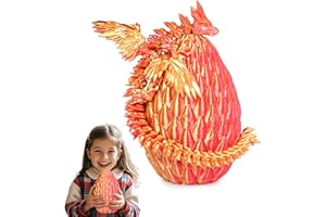 Balkwan Geflügelter Drache im Überraschungsei Lustiges Sammlerspielzeug Geschenk Kinder Erwachsene 3D Gedruckter Fantasiedrache ideal Weihnachten Ostern Geburtstage Feiertagsdeko(Orangerot, Groß)