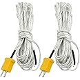 Sourcingmap 2pcs K Type 0-400C Thermocouple Probe Sensor 5 Meter for Thermometer