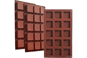 ionEgg Stampi quadrati in silicone a 15 cavità, antiaderenti, per uso alimentare, flessibili e durevoli, per cottura, sapone, caramelle, dessert, cubetti di ghiaccio e artigianato, confezione da 3