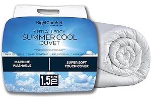 Night Comfort Summer Cool 1.5 Tog Anti-Allergy King Duvet - Breathable Premium Microfibre Cover with Lightweight Hypoallergenic Hollowfibre Filling Bedding Quilt - (230cmx220cm, White)