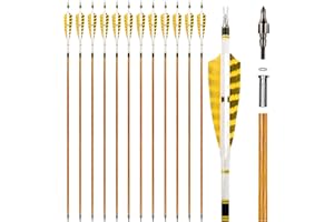 ‎REAWOW REAWOW 12 carbon arrows, with 4 inch natural feathers, 31 inch bow arrows for archery, adult arrow for recurve bow, traditional bow