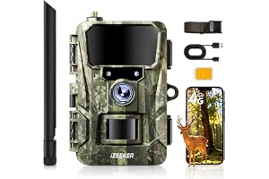 iZEEKER 2-i-1 moln och standard viltkamera, 2K HD 48MP vildkamera med rörelsedetektor mörkerseende appkontroll tid laptse loop inspelning ingen WLAN IP66 vattentät med SIM-kort för vilda djur