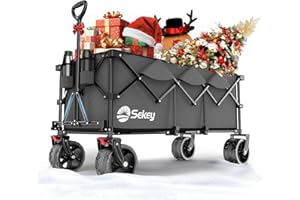 Sekey XXXL Carrello Spiaggia Ruote Grandi 300L 200KG, Carrello Pieghevole con Ruote Extra Larghe 17x10 cm a Tutti i Terreni, Brevettato Pieghevole da QUATTRO Direzioni SE4013, Grigio