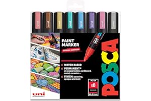 Posca - PC-5M - Paint Marker Art Pens - 1.8-2.5mm - Metallic Tones Set of 8 in Gift Box