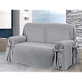 HomeLife - Striped Cotton Sofa Covers 3 Seater - Made in Italy – Settee and Love seat Protector From Dust, Dirt, Stains, Dog/Cat Hair - Machine Washable (Three Seater - Beige)