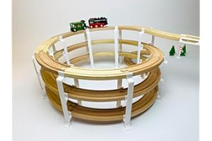 JALUDESIGNDE Rail en bois à 3 étages compatible avec Brio/Playtive/Lillabo/8 pièces/sans rails en bois et décoration