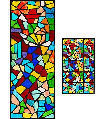 Zindoo Zichtwerende folie, raam, ondoorzichtig, zonder lijm, 3D, regenboogkleuren, effect onder licht, raamfolie, kleurrijk, statische folie, anti-uv, 90 x 300 cm