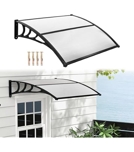 KDDEON Auvent De Porte D'Entrée Extérieur,Terrasse Toit Abri Protection