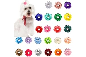 SUXGUMOE Dog Hair Bands, 23 Pcs Multicolor Flower Pearls Dog Hair Bows with Elastic Rubber Bands, Cute Dog Grooming Bows Puppy Hair Accessories for Long Hair Pet Dogs Cats (Multi-colored D)