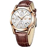 LIGE Montres Hommes Mode Chronographe Étanch Acier Inoxydable Analogique  Quartz d'affaires Casual Blan Cadran Cuir Bracelet Montres : Amazon.fr:  Montres