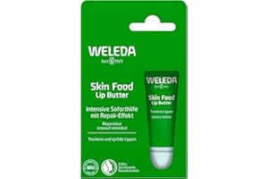 ‎WELEDA WELEDA Bio Skin Food Lip Butter Lippenpflege - Naturkosmetik Pflege Lippenbalsam Soforthilfe für spröde & trockene Lippen. Nachhaltiger Lippenstift mit Bienenwachs, Lanolin & Sonnenblumen Öl (1x 8ml)