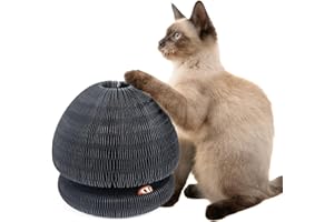 CanadianCat Company | Kratzspielzeug Champi - Kratzpappe mit Spielbällen, Spielschiene für Katzen - schwarz | Ø 16,2 x 18 cm