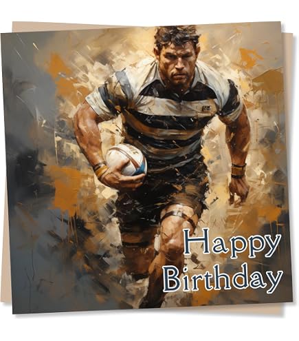 Artery8 Rugby Fan Grußkarte Blanko - Kunstwerk Für Geburtstag & Dankeschön