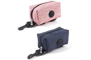 JULIYEH 2 Pcs Dispensador Bolsas de Perro,Soporte para Bolsas De Caca De Perro,Bolsas Caca Perro,Bolsa de Basura para Mascotas,Dispensador de Bolsas Excrementos (Rosa + Azul Oscuro)