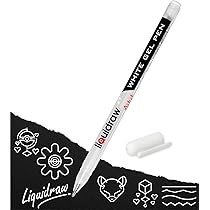 Set Penne Gel Bianche A Punta Fine 0,8 Mm – Inchiostro Opaco Per Carta Nera, Penne Da Disegno, Schizzi, Evidenziatori (Confezione 4 Pezzi)