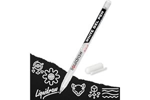 Liquidraw White Gel Pens For Art, Black Paper 0.8mm Fine Point Gel Pen For Artists, Highlights, Drawing, Writing & Sketching Designs