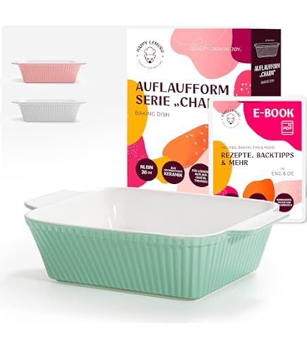 Sweejar Keramik-Backform 20,3x20,3 Cm – Quadratisch, Mit Griffen, Für Ofen & Mikrowelle (hellgrün)
