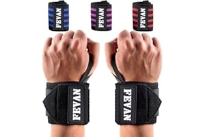 FEVAN Pack 2 Polsini Palestra Regolabile - Polsiere Palestra Professionali - Fasce Polsi Palestra per Uomo & Donna - Fasce Palestra per Fitness, Crossfit, Gym, Bodybuilding (Nero) (nero)