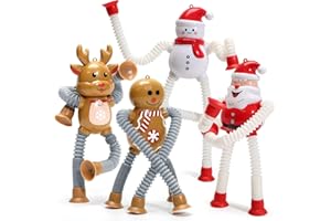 AMYANG 4 Packs Chirstmas Pop Tube Stocking Stuffers for Toddlers Kid Sensory Fidget Tube Travel Toys Airplane Car Activities Toys Autism Toy for Children with Autistic ADHD Goodie Bag Stuffer Gift for Boys