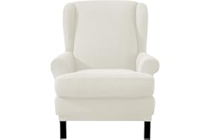 EBETA Jacquard Funda de Sillón Funda Orejero elástica, Funda Cubre Sillón Relax 1 Plaza, Funda Cojín Independiente (Blanco)