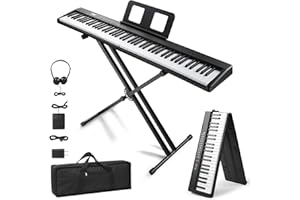 LALAHO 88 Key Foldable Electronic Keyboard Piano, Semi-Weighted Electric Piano Digital Piano with Dual Bluetooth Mode, 1000 Rhythms, 1000 Tones and 50 Demos for Beginners Adults(Full)