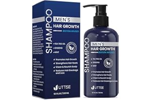 UTTSE Biotin Hair Growth Shampoo for Men: Natural Thickening Shampoo with Tea Tree Oil Ginseng Mint for Hair Loss and Thinning Hair - 10.1 fl.oz