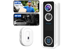 4MP Sonnette sans Fil avec Camera, Bextgoo Sonnette sans Fil Exterieur Etanche, Visiophone sans Fil, Détection Humaine, Vision Nocturne, Audio Bidirectionnel, IP67 Étanche, Cloud & Memory Card