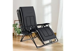 DELONGKE Gravedad Cero Tumbonas Jardin Exterior Plegable,Sillas Acolchadas Reclinables o Hamacas para Playa, Terraza y Camping,Plegable, Ahorra Espacio. (1, Rayas Negras)