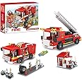 2 in 1 City Fire Truck, Building Toys, Rescue Fire Engine with Firefighter, Gift for Boys & Girls 6 plus Years Old, Emergency Vehicle, Creative Toys, 184 Pieces