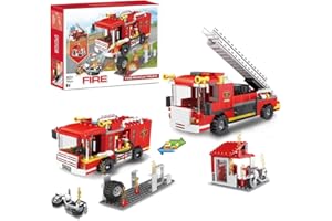 COGO 2 in 1 City Costruzioni di Camion Pompieri Giocattoli per la Costruzione di Veicoli Antincendio con Vigili del Fuoco Idea Regalo Giocattoli Creativi Giochi per Bambini 6-12 Anni 184pezzi