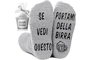 QZOSZ Calzini Uomo Divertenti Regali, Calze Antiscivolo Uomo, Calzini Uomo Invernali Idee Regalo per Fidanzato Migliore Amica Festa della Papà Fratello Compleanno Natale